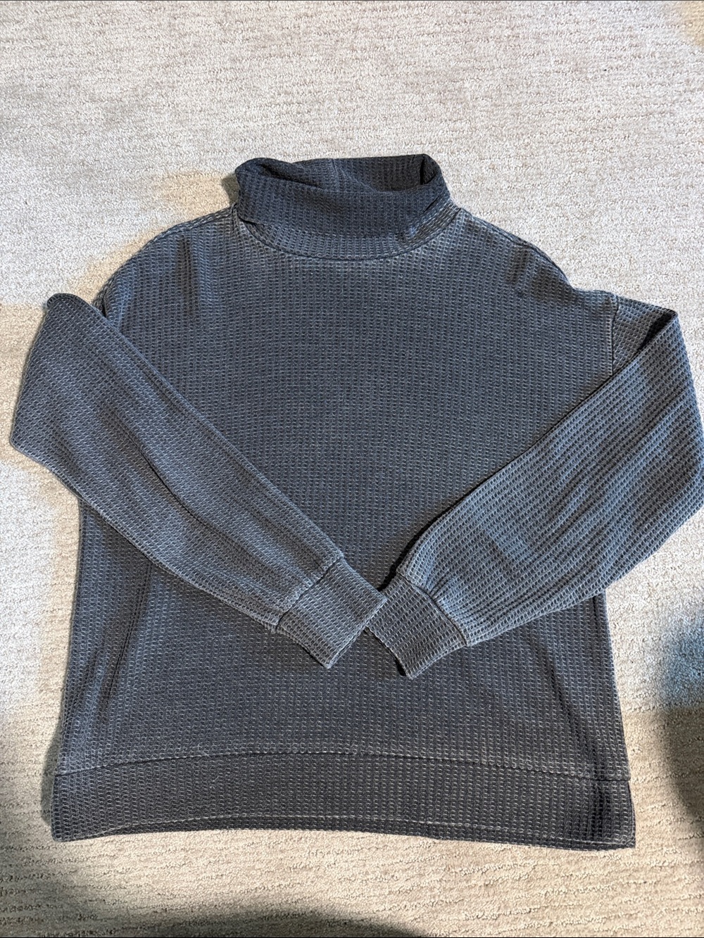 Womens Charcoal Mock Neck Textured Sweater
